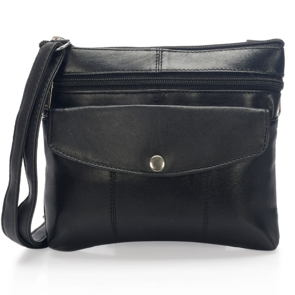 Newage Blk Cross Body Genuine Leather Bag